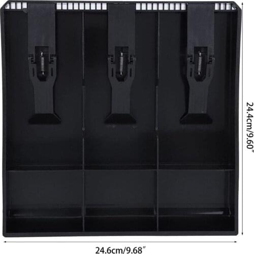 T21D Cash Drawer Register Insert Tray Replacement 3 Bills 3 Coins for Petty Cash Money Black Plastic Storage Box