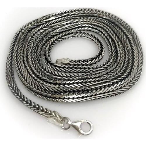 Thick Fox Tail 80 cm Men Chain Silver Necklace