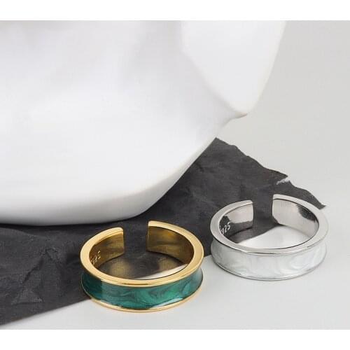VENTFILLE 925 Sterling Silver Irregular Electroplating Small Fashion Enamel Glaze Ring