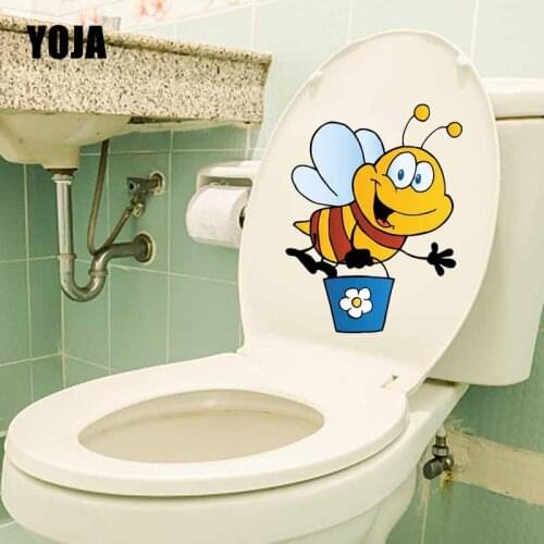 YOJA 17X22.1CM Intereting Wall Sticker Toilet Decal Living Room Home Decor Cartoon Little Bee T5-0983