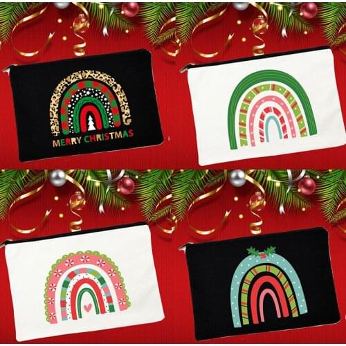 Rainbow Print Women Cosmetic Bags Travel Storage Handbag Female Makeup Case Toiletry Organizer Student Pencil Bag Christmas Gift