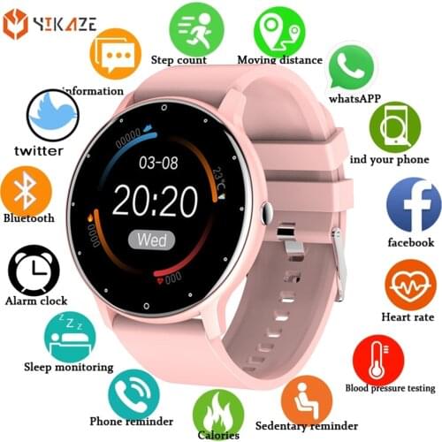 2021 Smart Watch Women Full Touch Heart Rate Fitness Tracker Bracelet Round Sports Ladies Smartwatch Watch Men For Android IOS