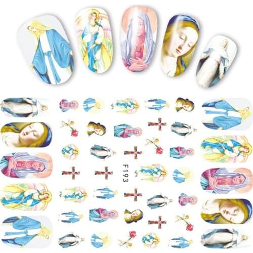 1 Sheet Nail Art Stickers Virgin Mary Jesus Nail Decals Adhesive Nail Art Decorations Cupid Angel Vintage Nail Sticker Decals
