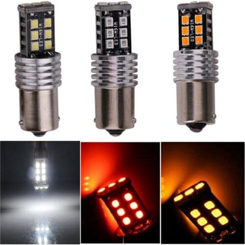 2PCS High Bright Canbus 2835 15SMD LED Car Lights 1156 BA15A P21W 1157 BAY15D Reverse Lamp Vehicle Turn Signal Bulb 12V DC Red