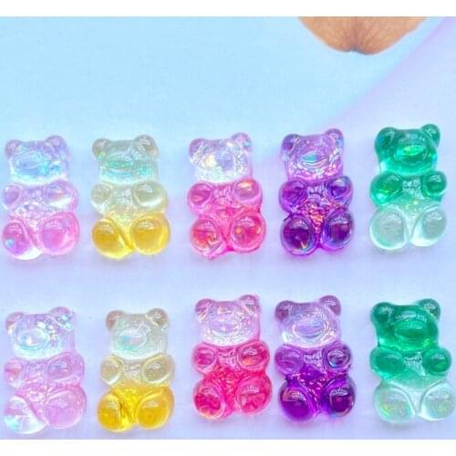 20pcs New Mixed Shiny Two Color Cartoon Bear Flat Back Cabochon Crafts Clothing DIY Scrapbooking Accessories J55