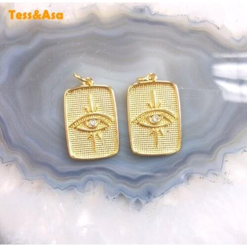 5pcs Evil Eye Pendant Necklaces For Women Protection Luck Pendant Amulet Spiritual Charm Gold Brass Pendant Evil Eye Jewelry DIY