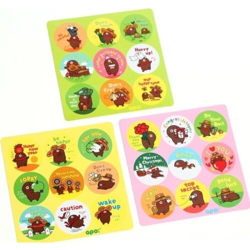 9PCS/Lot Cartoon Spermophile Circle seal Sticker for Handmade Products 35mm Round Gift sealing sticker Students' DIY note label