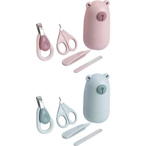 Baby Nail Care Set Kit 5 Pieces Nail Clippers Set Cute Bear Case Nail Clippers Tweezers Scissors Nail File for Toddlers