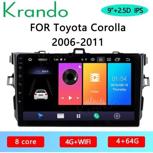 Krando Android 10.0 9" IPS Full Touch car multimedia syste for Toyota Corolla 2006-2011 Audio Gps Navigation Player Wifi Carplay