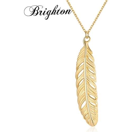 Brighton Metal Necklace For Women Feather Pendants O chain Gold color Cord Punk Choker Party Gift collares de moda 2021 New