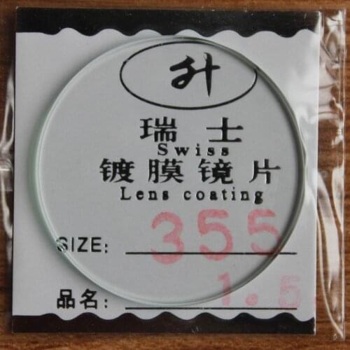 Freeshipping New flat glass watch crystal diameter 35.5 mm Thick 1.5mm