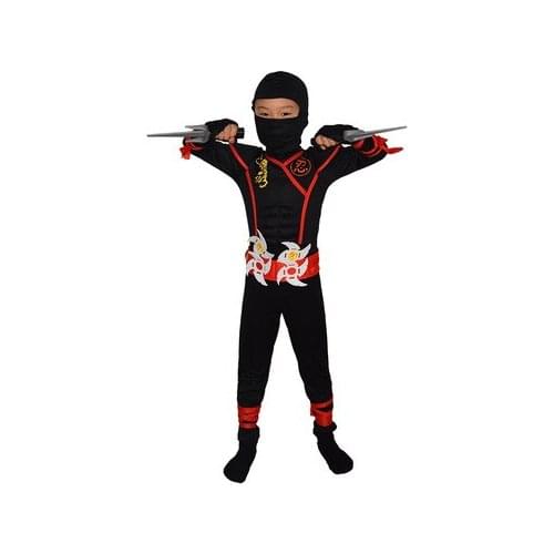 Kids Boys Ninja Cosplay Costume Superhero Cosplay with Weapon Samurai Warrior Suit Swordsman Fancy Dress Halloween Party Cos
