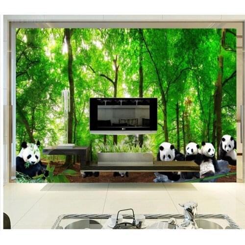 Home Decoration customized wallpaper for walls Forest Panda landscape TV background wall mural wall paper