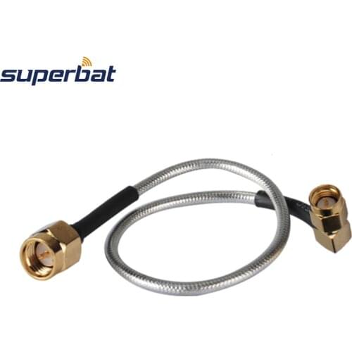 Superbat SMA Male Right Angle to SMA Plug Straight Patch Lead RG405 10cm RF Cable Assembly for Wi-Fi Radios