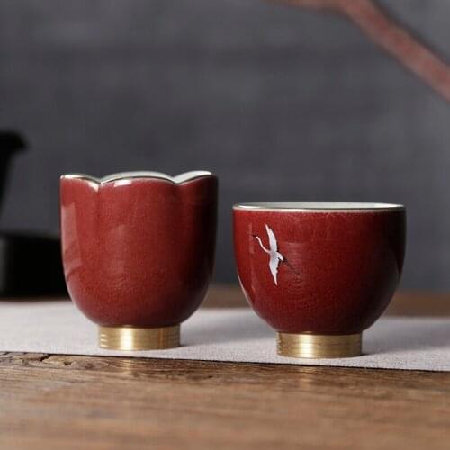 Ji red ceramic masters cup single cup individual small cup sample tea cup lamp that kung fu tea tea cups