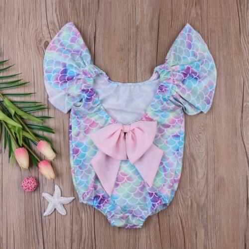 Pudcoco Kid Baby Girls Mermaid Bow Swimsuit One-Piece Swimwear Bathing Suit Beachwear Costume