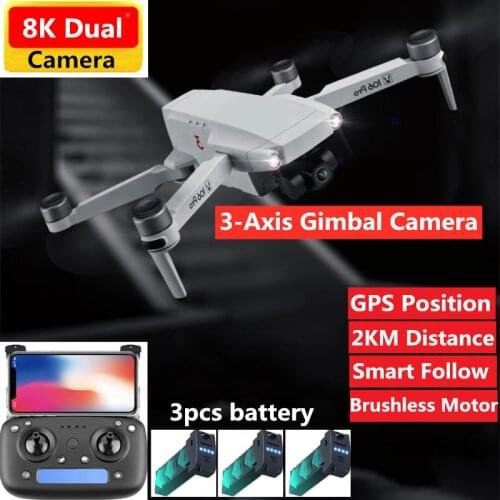 Professional Drone With 8K GPS 5G 3-Axis Gimbal Dual Camera GPS Postion Smart Follow 2KM RC Quadcopter VS SG906 GD91 Pro FX-9P