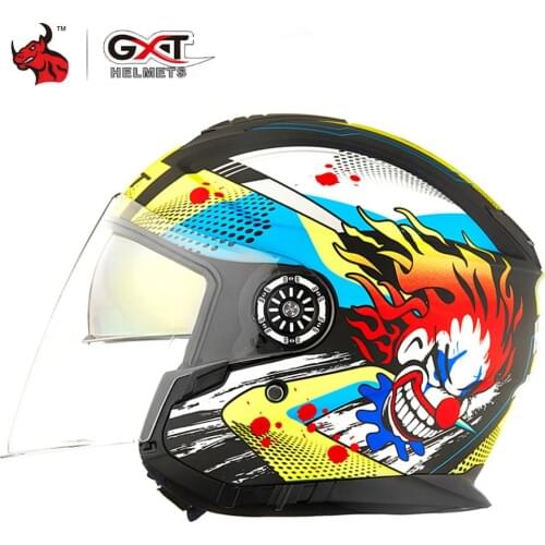 GXT Motorcycle Helmet Open Face Dual Lens Visors Moto Helmet Electric Bicycle Helmet Men Women Scooter Helmet Casco Moto
