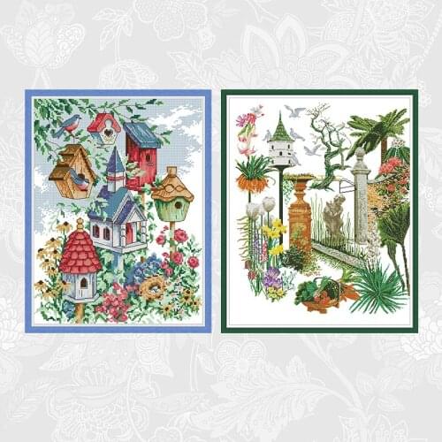 Birds Home Cross Stitch Kits, Beautiful Garden Embroidery Needlework, Printed Cross-stitch Home Decoration Painting Crafts
