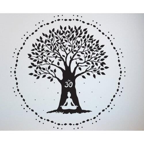 Yoga Wall Decal Quotes Namaste Decals Lotus Flower Wall Decal Yoga Decals Logo Hindu Art Vinyl Sticker A7-026