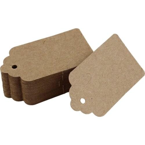 NOCM Hot Pack 50 Rustic 40mmx70mm Scalloped Kraft Paper Card,Blank Brown Tag,Gift Tag,DIY Tag,Luggage Tag,Price Label-Small