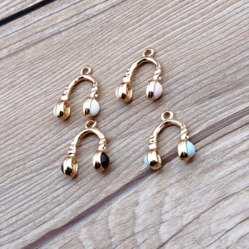 Newest 10pcs/Lot 17*23MM Oil Drop Enamel Alloy Pendant Gold Tone 3D Kawaii Headset DIY Ornament Accessories Charms Earrings