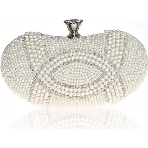 2016 New Design Cream Banquet Handbag Clutch Party Bridal Evening Bag Women with Shoulder Chain Makeup Bag Mujer Bolso 031167