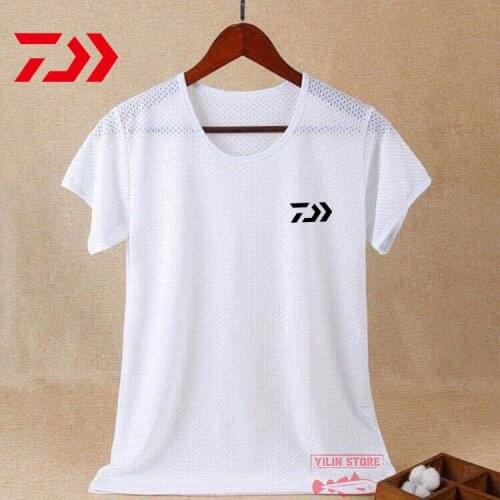 2021 New Summer Daiwa Fishing Clothes Mens Thin Outdoor Sports Jogging Mesh T-shirt Quick-drying Breathable Fishing T-shirt