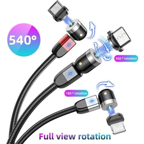 New Updated Magnetic Cable Fast Charging Micro USB Type C Mobile Phone Cable for Samsung IPhone 360+180 Degree Roating