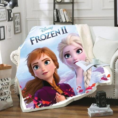 Disney Frozen Elsa Anna Cartoon Blanket Throw Bedding Sheet Large Size Warm Soft Thick Sofa Sherpa Blankets kids gift