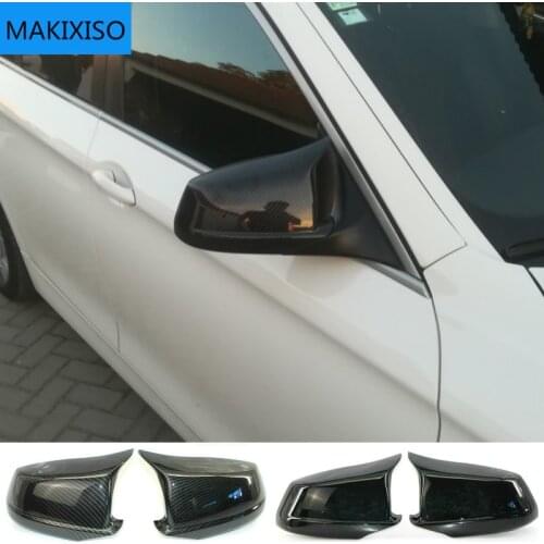 Pair Black/Carbon Fiber Look Rearview Mirror Caps Car Door Wing Mirror Cover Replacement For BMW F10 5-Series 2011-2013 Pre-LCI
