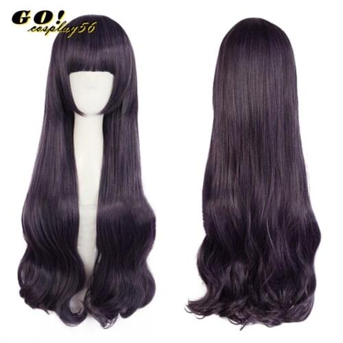 Card Captor Sakura CLEAR CARD Tomoyo Daidouji Cosplay Wig 75cm Long Straight Curly Hair Black Purple Anime New