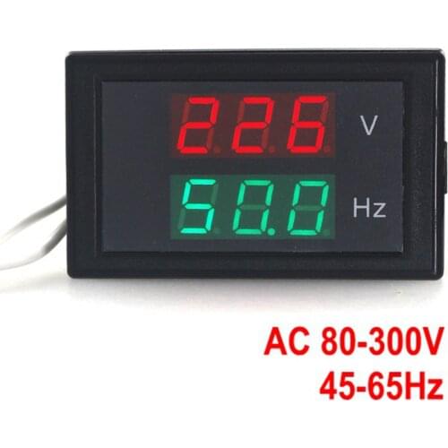 AC 80-300.0V 45-65HZ Dual Display Voltage Frequency Meter Counter Voltmeter Hertz/HZ Meter With Red Led