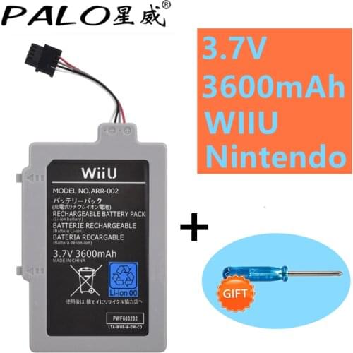 PALO 1PC 3.7V 3600mAh Rechargeable Lithium Battery Pack +Screwdriver for Nintendo Wii U WiiU Controller Joystick Gamepad Battery