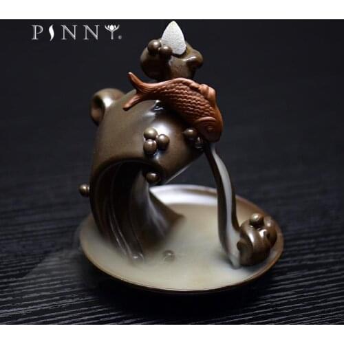 PINNY Smoke Backflow Incense Burner Ceramic Incense Holder Smell Removing Ceramic Craft Living Room Backflow Censer Aroma