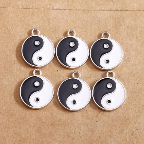 10pcs 18x21mm Enamel Chinese Taiji Charm for Making Fashion Earrings Pendant Necklaces Bracelets DIY Handmade Jewelry Findings