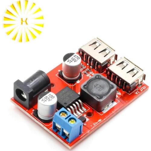 LM2596 LM2596S Dual USB DC-DC 9V 12V 24V 36V to 5V 3A Step Down Buck Converter Board Car Charger Solar Power Supply Module