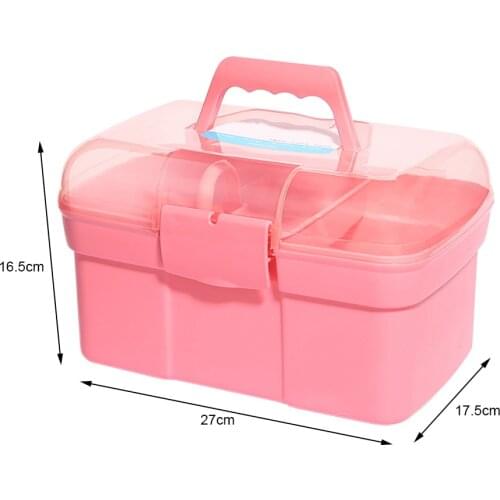 Portable 2 Tier Table Storage Box Plastic Scissors Toiletry Organizer Jewelry Nail Polish Pen Container Accessories Case