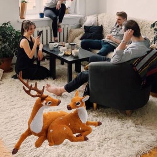 Creative Christmas Couple Deer Reindeer Plush Doll Lifelike Elk Stuffed Animal Toy Home Party Desktop Decoration Ornament