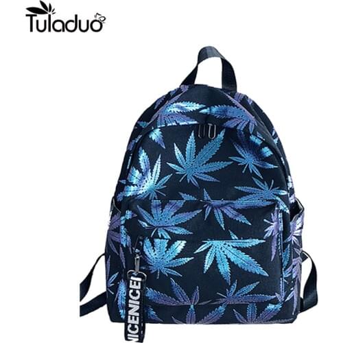 2020 New Leaves Printed Student Backpacks Women Travel Rucksack For Casual Cute Backbags Backpack For Teenager Girls School Bag