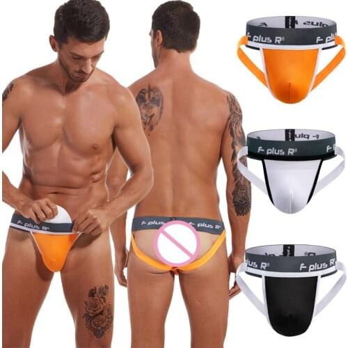 3PCS/Lot Sexy Men Thong G-string with Pad Jockstrap Bugle Pouch Open Butt Underwear Panties Lingerie Underpants Swimwear Bikini