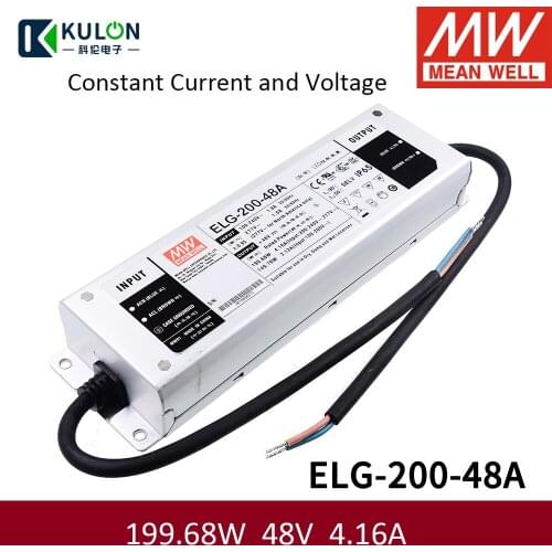Taiwan Meanwell Led Waterproof Power Supply Elg-200-48a 200w 48v 4.16a Constant Voltage Electric Current Adjustable Type