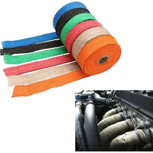 5M Roll Fiberglass Heat Shield Motorcycle Exhaust Thermal Tape Header Pipe Heat Wrap Tape Thermal Protection with Stainless Ties