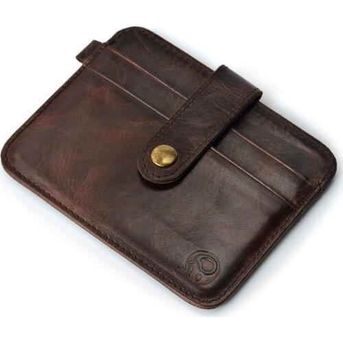 Men Genuine Leather Slim Wallet Male Small Purse Mini Money Bag Walet Thin Portomonee carteras Mans Wallet