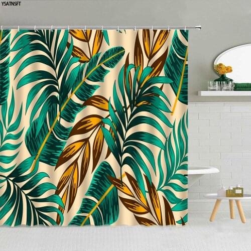 Tropical Green Plant Shower Curtain Palm Leaf Monstera Pattern Fabric Bathroom Supplies Decor Cloth Curtains 3D Printed Washable