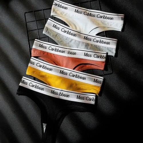 Thongs Panties Sexy Low-waist 3Pcs/Pack M/L/XL Cotton Lady Briefs Letter Pattern No Trace For Fitness