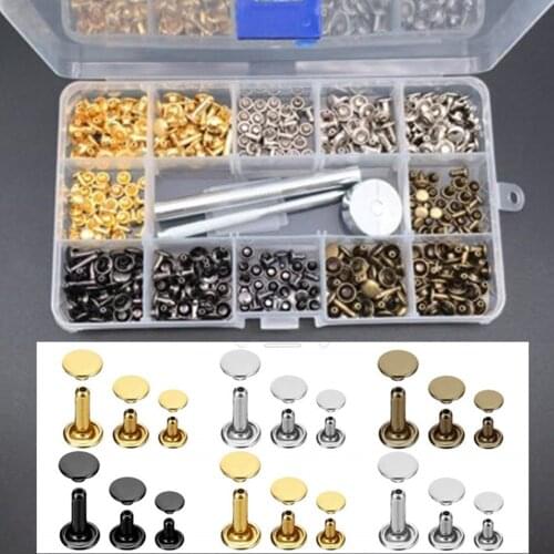 180 Sets Of 3 Sizes 4 Colors Double-Sided Rivets + Installation Tools Leather Cap Hit Nail Rivets Leather Sewing Tools