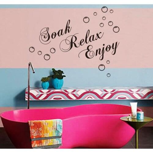 Soak Relax Enjoy English Vinyl Wall Stickers Home Decor Living Room Diy Wall Decals Home Decoration Drop Shipping HG-WS-16293