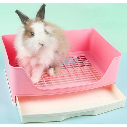 Pet Rabbit Splash-proof Litter Mesh Box Potty Trainer with Drawer Corner Toilet Small Animals Bedding
