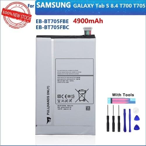 100% Genuine For Samsung Galaxy Tab S 8.4 T700 T705 SM-T700 T701 SM-T705 EB-BT705FBE EB-BT705FBC 4900mAh Tablet Battery+Tools